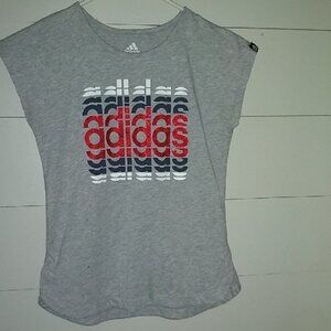 Adidas Gray Tee with Red and Black Logo